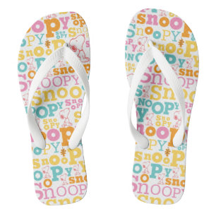 Snoopy Pastel Text Pattern Thongs