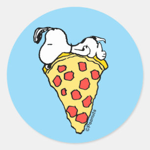 Snoopy Pizza Dreams Classic Round Sticker