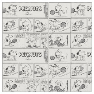 Snoopy Plays Tennis Fabric