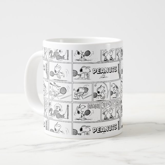 Snoopy Plays Tennis Large Coffee Mug (Front Left)