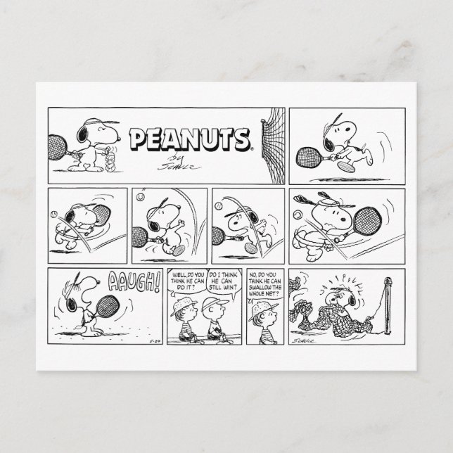 Snoopy Plays Tennis Postcard (Front)