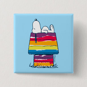Snoopy   Rainbow Dog House 15 Cm Square Badge