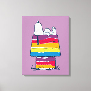 Snoopy Rainbow Dog House Canvas Print
