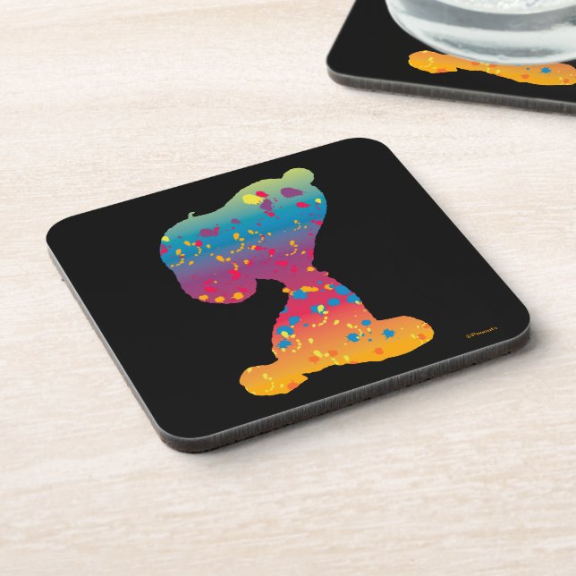 Snoopy Rainbow Graffiti Silhouette Coaster (Left Side)