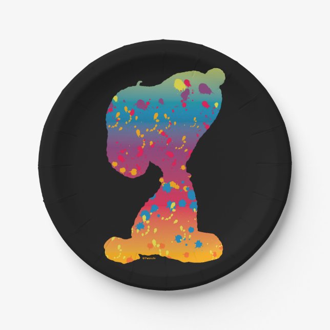 Snoopy Rainbow Graffiti Silhouette Paper Plate (Front)
