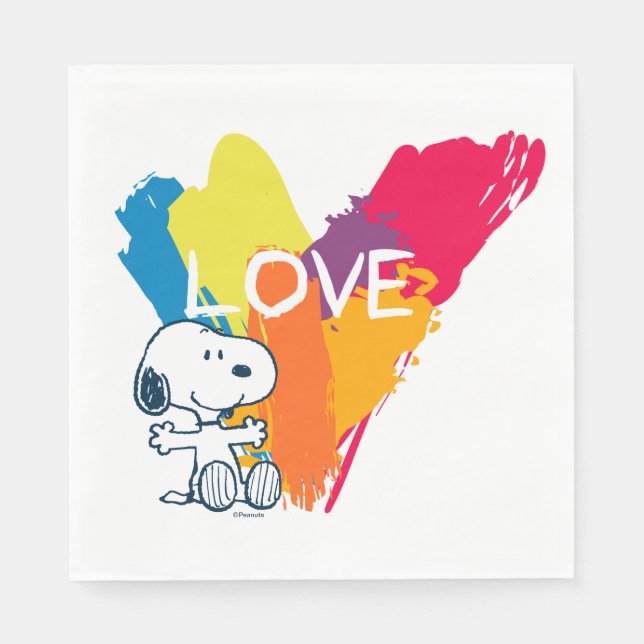 Snoopy | Rainbow Love Heart Napkin (Front)