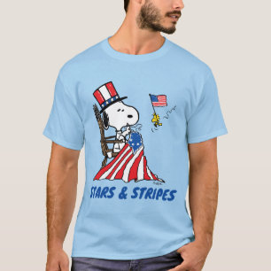Snoopy Sewing 4th of July Flag T-Shirt