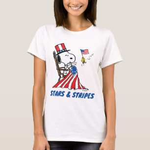 Snoopy Sewing 4th of July Flag T-Shirt
