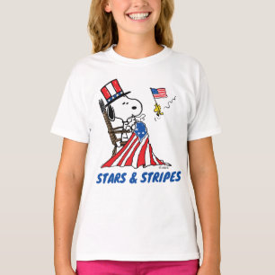 Snoopy Sewing 4th of July Flag T-Shirt