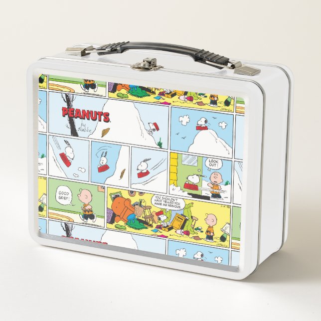 Snoopy Sled Riding Food Dish Metal Lunch Box (Front)