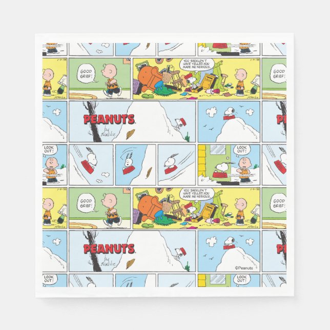 Snoopy Sled Riding Food Dish Napkin (Front)