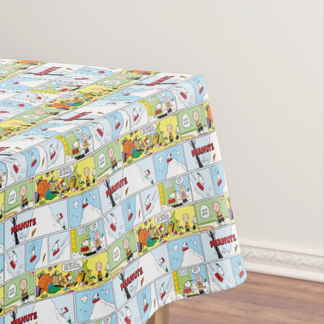 Snoopy Sled Riding Food Dish Tablecloth (In Situ)
