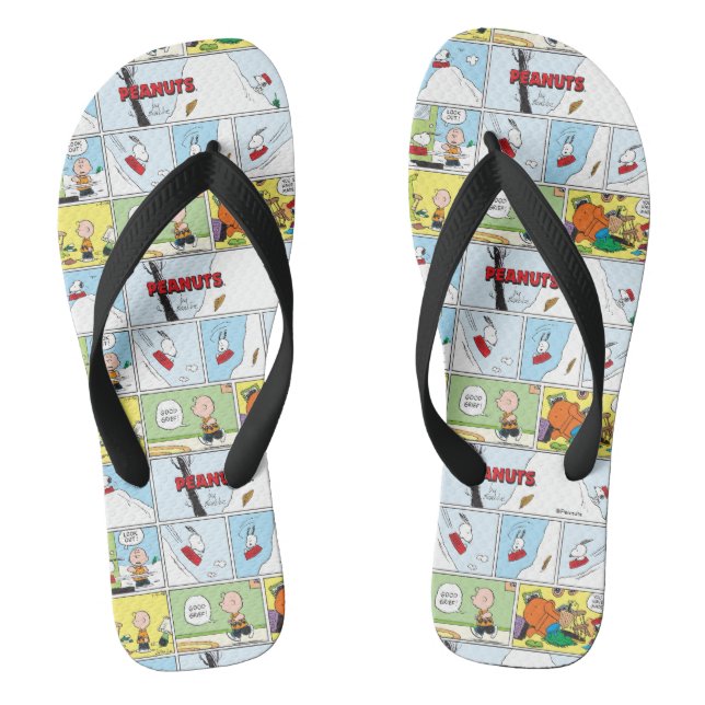 Snoopy Sled Riding Food Dish Thongs (Footbed)