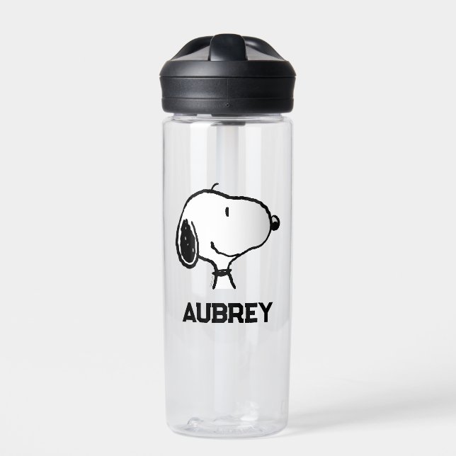 Snoopy Smile Giggle Laugh | Add Your Name Water Bottle (Front)