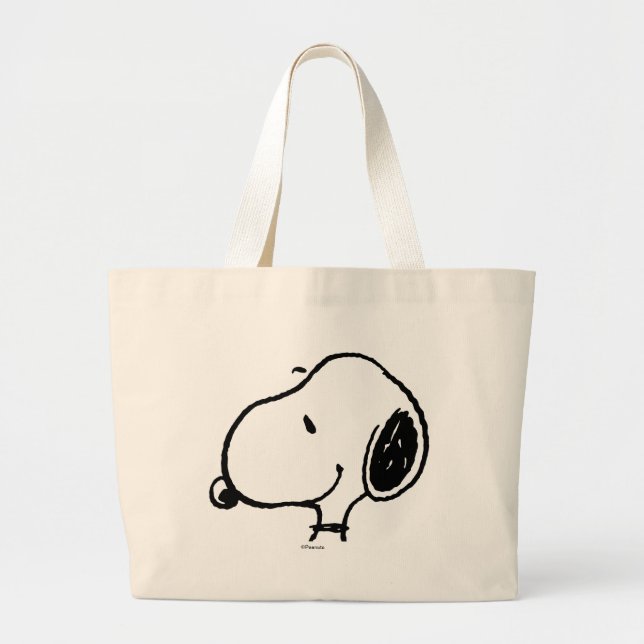 Snoopy Smile Giggle Laugh Large Tote Bag (Front)
