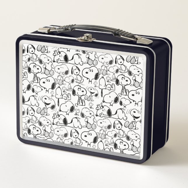 Snoopy Smile Giggle Laugh Pattern Metal Lunch Box (Front)