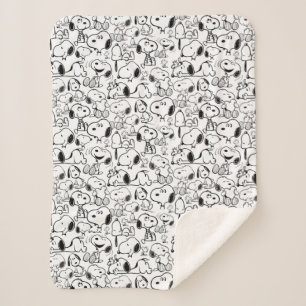 Snoopy Smile Giggle Laugh Pattern Sherpa Blanket