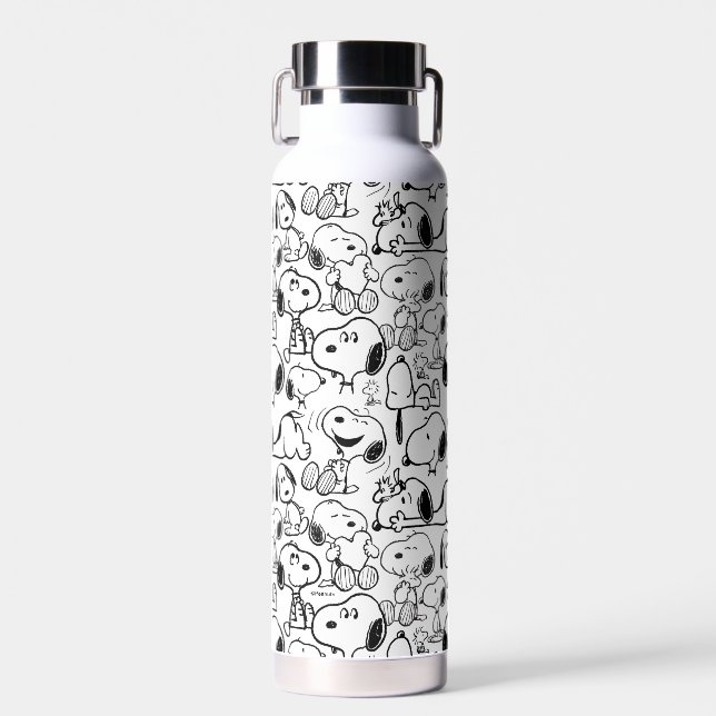 Snoopy Smile Giggle Laugh Pattern Water Bottle (Front)