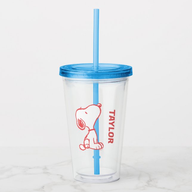Snoopy So Sweet Flower Pattern Acrylic Tumbler (Front)