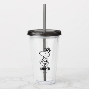 Snoopy So Sweet Flower Pattern   Add Your Name Acrylic Tumbler