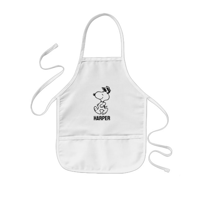 Snoopy So Sweet Flower Pattern | Add Your Name Kids Apron (Front)
