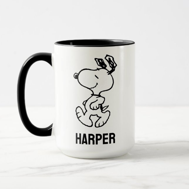 Snoopy So Sweet Flower Pattern | Add Your Name Mug (Left)
