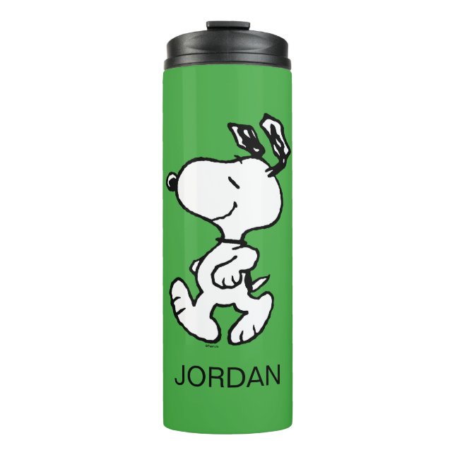Snoopy So Sweet Flower Pattern | Add Your Name Thermal Tumbler (Front)