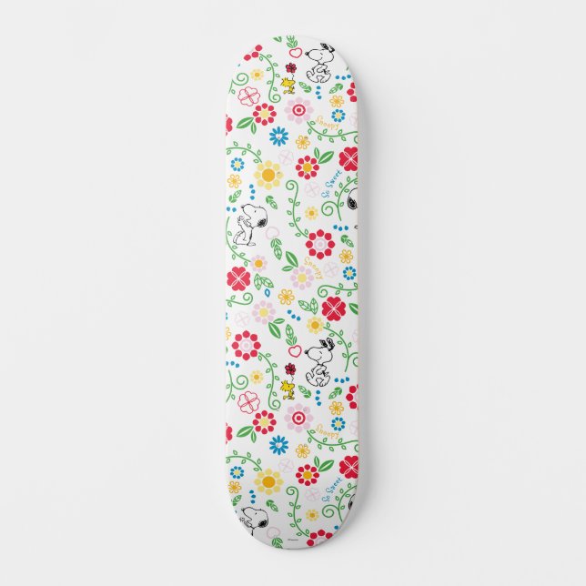 Snoopy So Sweet Flower Pattern Skateboard (Front)