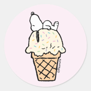 Snoopy Sprinkles Ice Cream Cone Classic Round Sticker