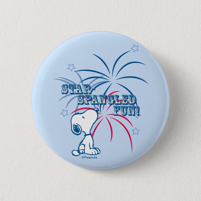 Snoopy Star Spangled Fun 6 Cm Round Badge (Front)