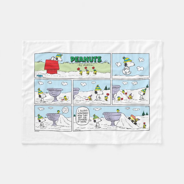 Snoopy & The Zamboni Crew Fleece Blanket (Front (Horizontal))
