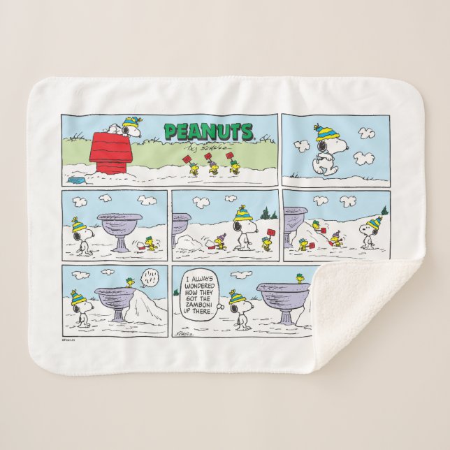Snoopy & The Zamboni Crew Sherpa Blanket (Front (Horizontal))