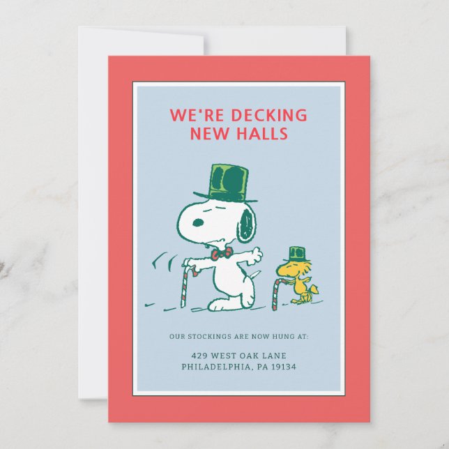 Snoopy Top Hat Peppermint Candy Holiday Card (Front)