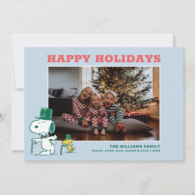 Snoopy Top Hat Peppermint Candy Holiday Card (Front)