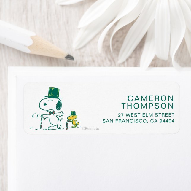 Snoopy Top Hat Peppermint Candy Return Address Label (Insitu)