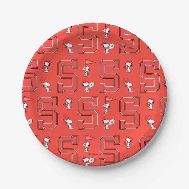 Snoopy Varsity Sports Pattern Paper Plate (Front)