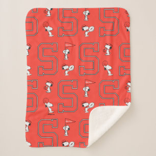 Snoopy Varsity Sports Pattern Sherpa Blanket