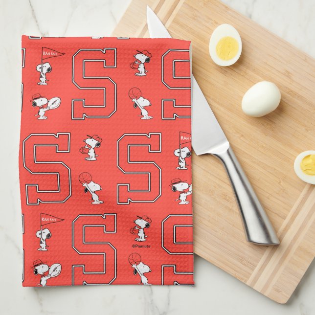 Snoopy Varsity Sports Pattern Tea Towel (Quarter Fold)