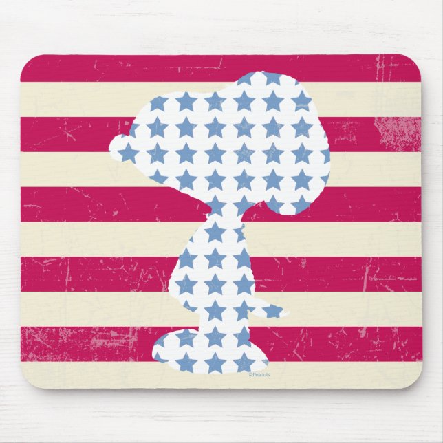Snoopy Vintage Stars & Stripes Mouse Pad (Front)