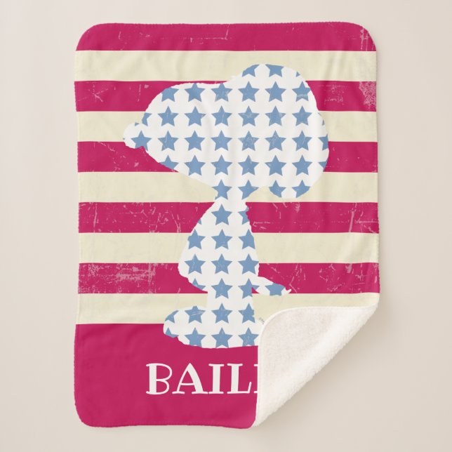 Snoopy Vintage Stars & Stripes Sherpa Blanket (Front)