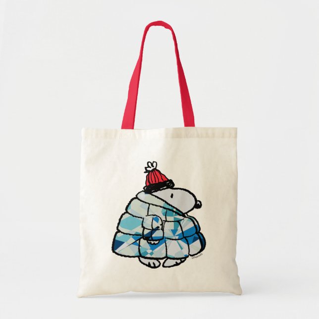 Snoopy Winter Gem Puffer Jacket Tote Bag (Front)