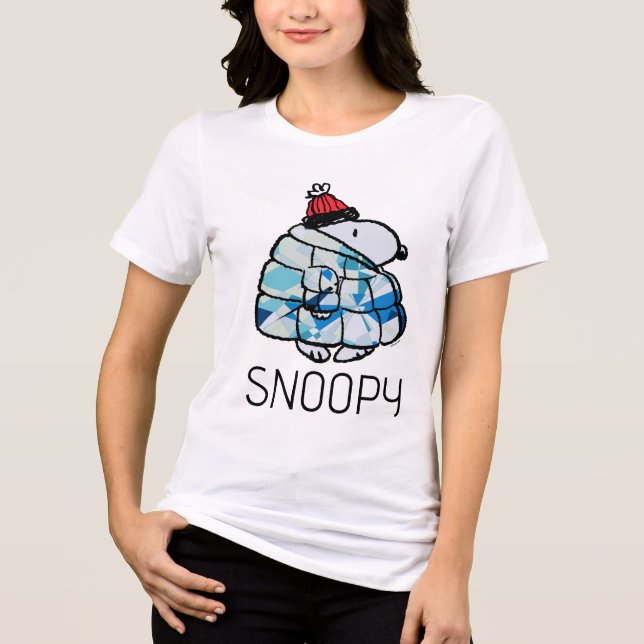 Snoopy Winter Gem Puffer Jacket Tri-Blend Shirt (Front)