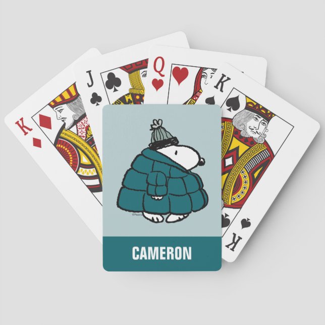 Snoopy Winter Puffer Jacket Playing Cards (Back)