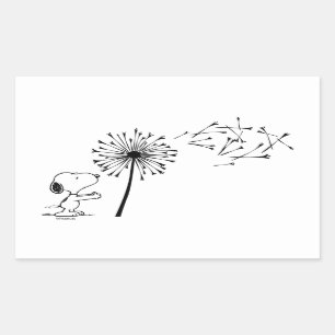 Snoopy With Dandelion Rectangular Sticker