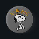 Snoopy & Woodstock - All Smiles 6 Cm Round Badge<br><div class="desc">Snoopy is the loveable pet beagle of Charlie Brown in the comic strip Peanuts by Charles M. Schulz. Check ou this vintage Peanuts design featuring Snoopy and Woodstock.</div>