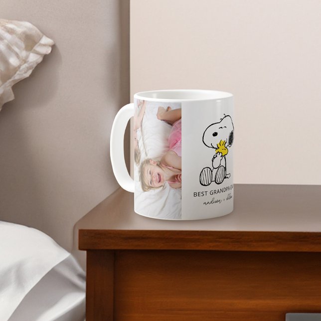 Snoopy & Woodstock | Best Grandpa - Photo Coffee Mug (Mug on bedside table)
