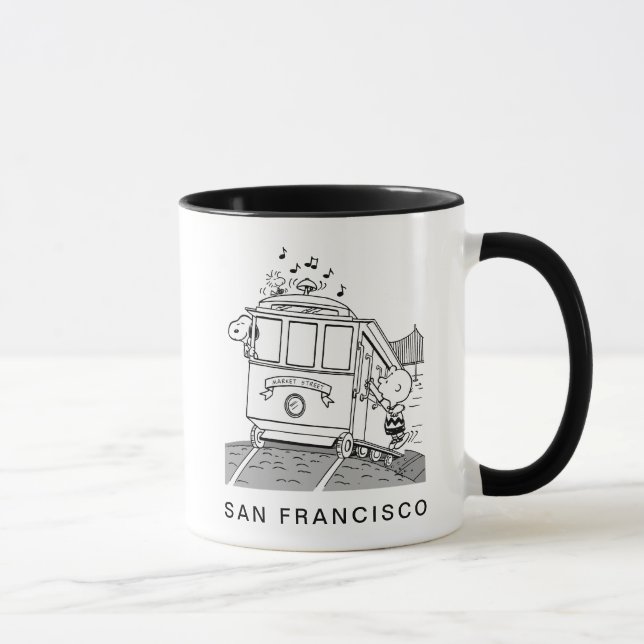 Snoopy, Woodstock, & Charlie Brown on a Trolley Mug (Right)