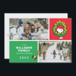 Snoopy & Woodstock Christmas Family Photo Collage Holiday Card<br><div class="desc">Celebrate the season with this festive holiday card featuring Snoopy and Woodstock alongside a customisable family photo collage. Perfect for sharing warm wishes and treasured memories,  this cheerful design combines the classic charm of the Peanuts characters with your personal touch.</div>