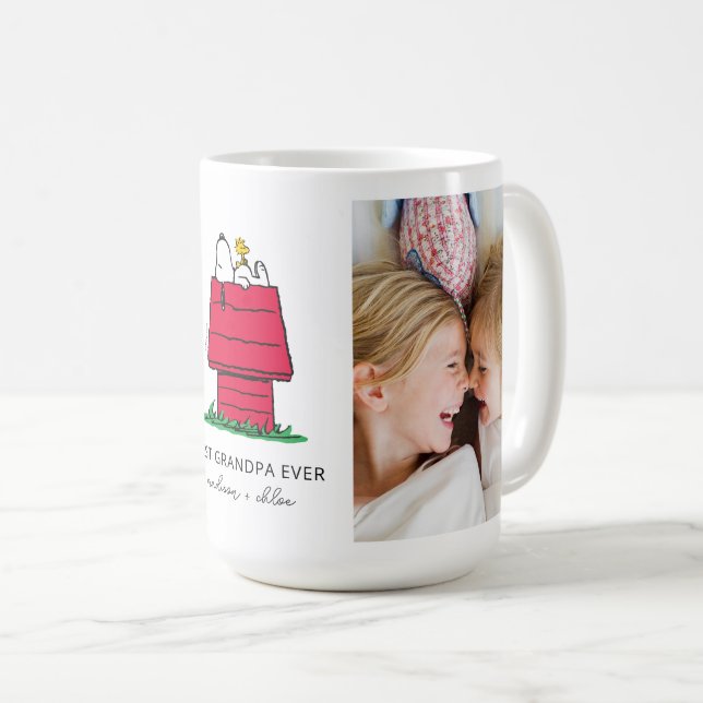 Snoopy & Woodstock Doghouse | Best Grandpa Ever Coffee Mug (Front Right)