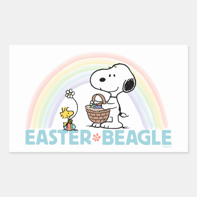 Snoopy & Woodstock - Easter Beagle Rectangular Sticker (Front)
